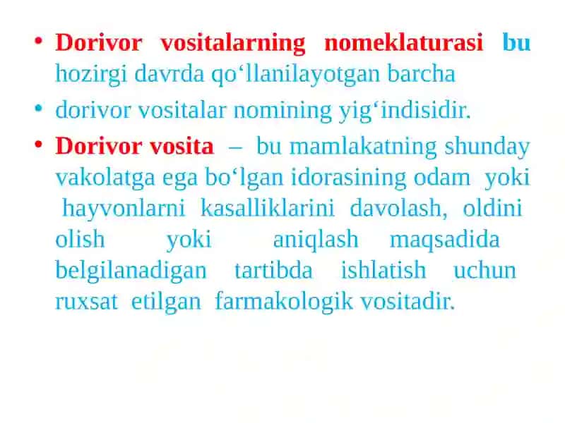 Dorivorvositalarning nomlanishi 3