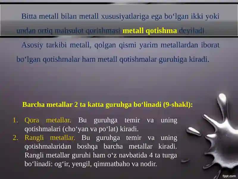 Metall va uning qotishmalari. Qora va rangli metallar 3