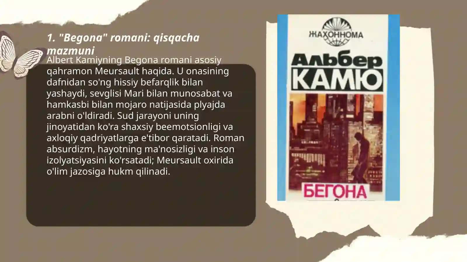 "Begona" romani: qisqacha mazmuni 3