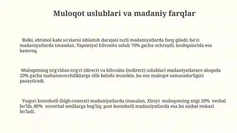Muloqot uslublari va madaniy farqlar 3