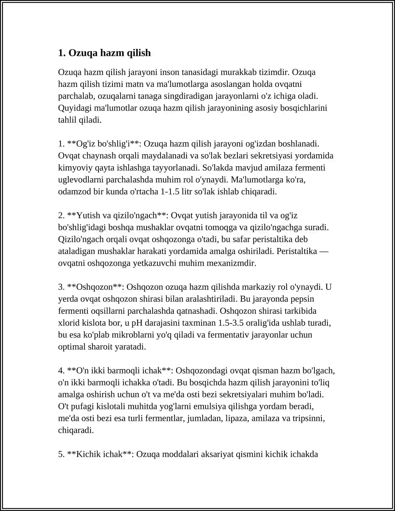 HAZM SISTEMASI A'ZOLARI 3