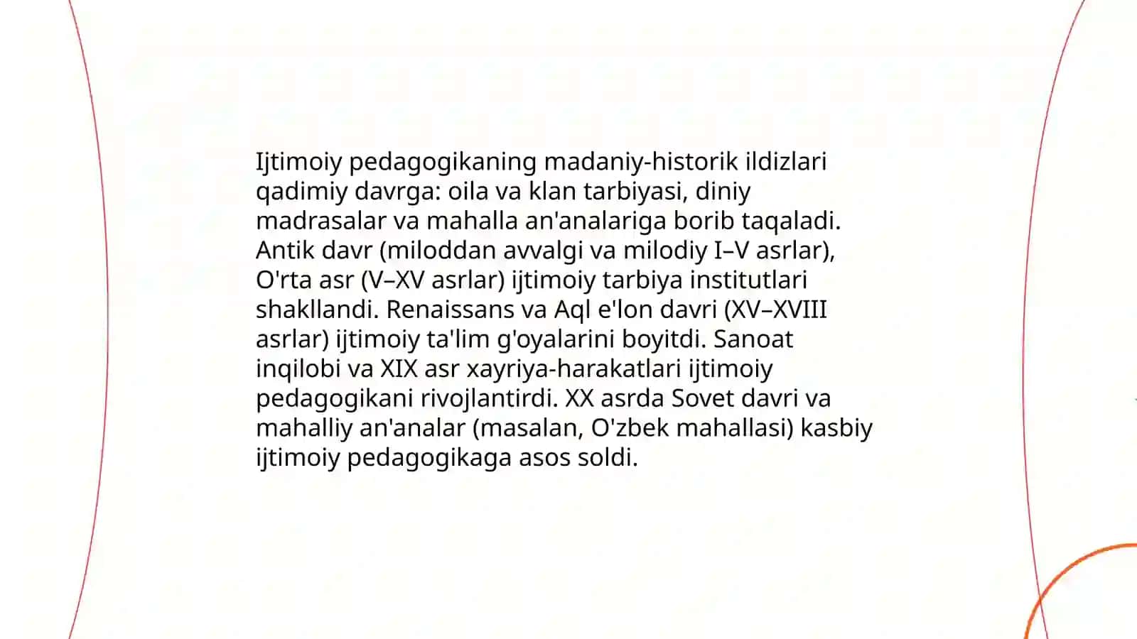 Ijtimoiy pedagogika rivojlanishining madaniy tarixiy asoslari 3