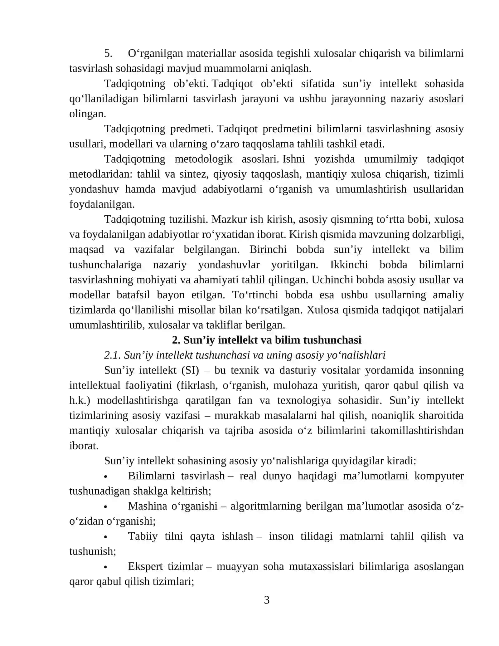 Sun’iy intellektda bilimlarni tasvirlash usullari 3