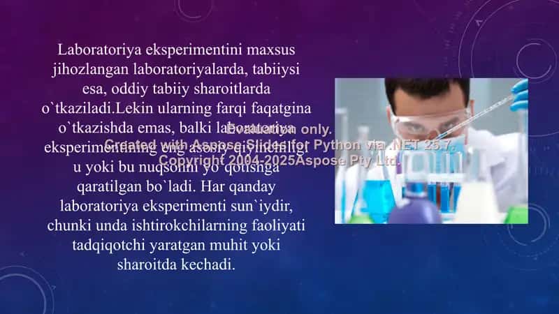 Laboratoriya eksprementining o‘ziga xosligi 3