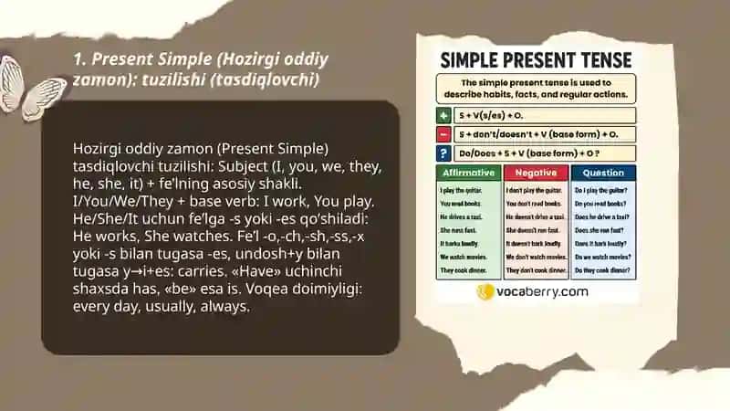 Present Simple (Hozirgi oddiy zamon) 3