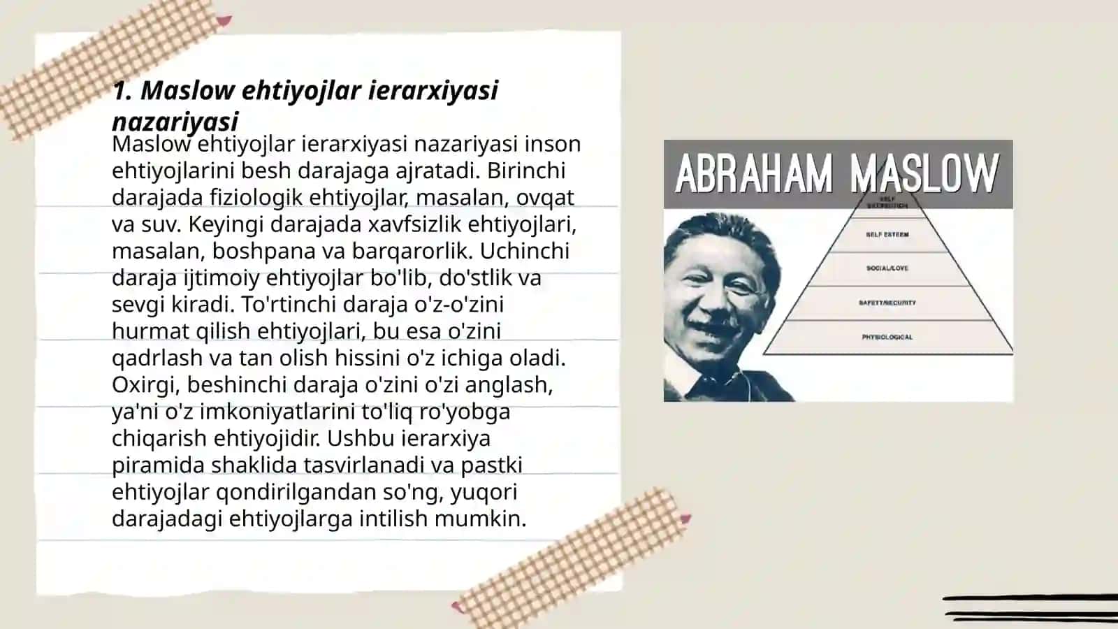 Abraham Maslow extiyojlar iarxiyasi 3
