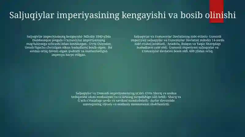 Saljuqiylar Va Usmoniylar Davlati 3