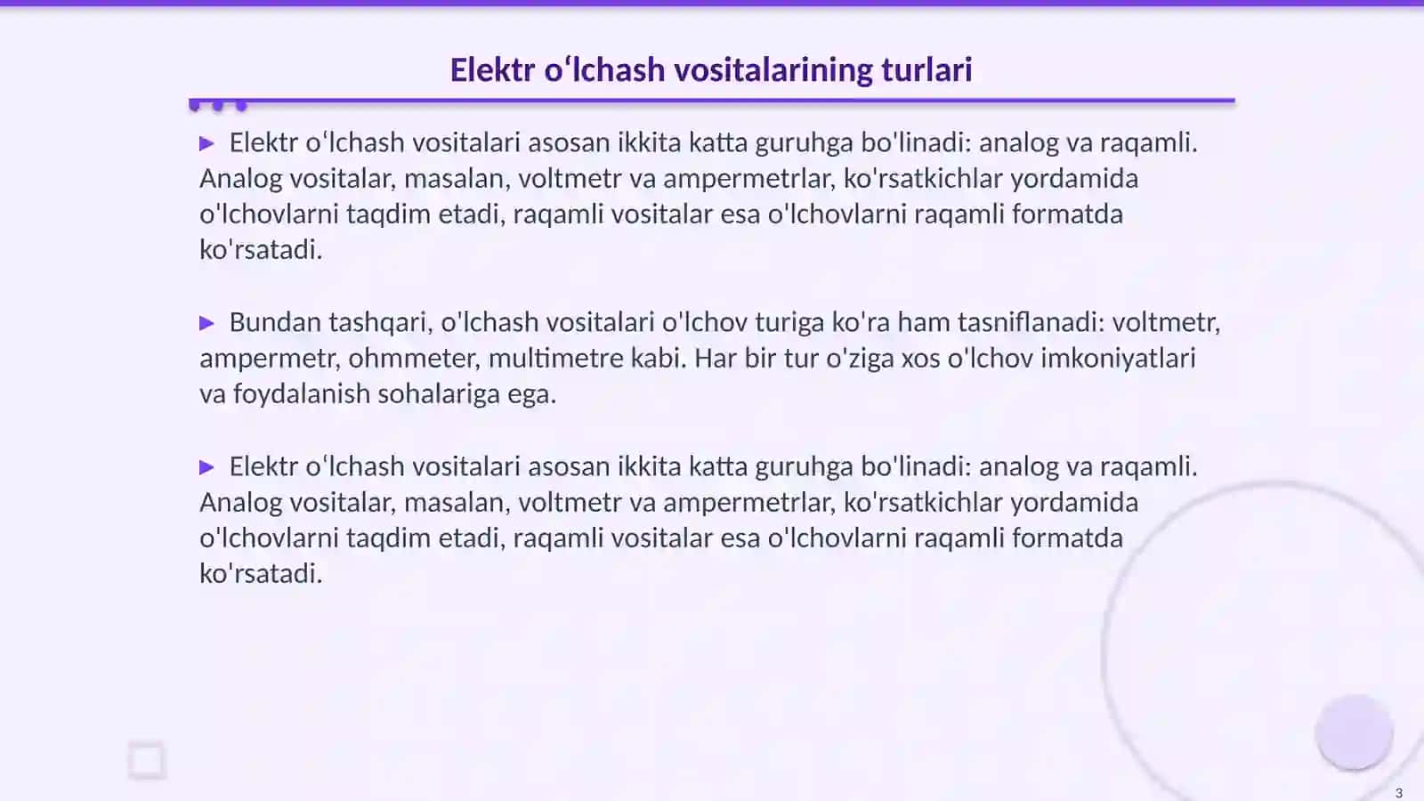Elektr oʻlchash vositalarini qiyoslash 3