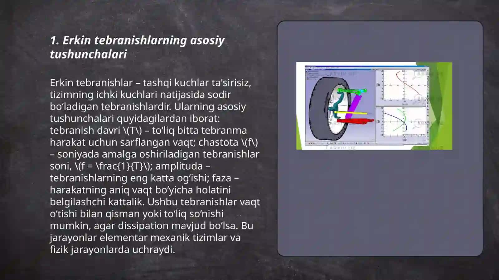 Erkin va majburiy tebranishlar.mavzuga oid misollar Nodirbek 3