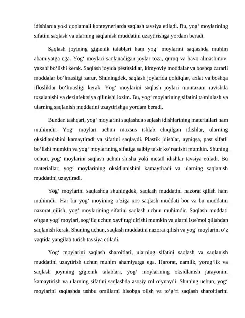 Yogʻ moy mahsulotlarini saqlash usulari va texnalogiyalari 3