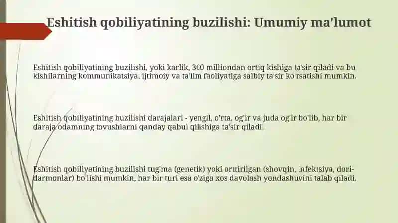 Eshitish qobiliyatining buzilishi 3