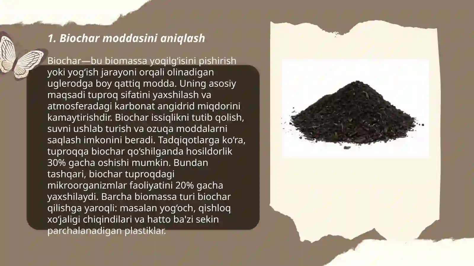 Biochar moddasi va uning tuproqqa ta'siri 3