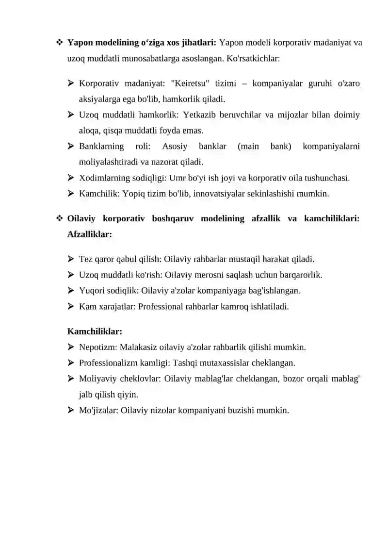 Korporativ boshqaruvning zamonaviy uslublari va modellari 3