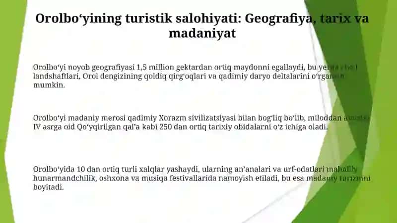 Orolboʻyi Turistik Imkoniyatlari 3