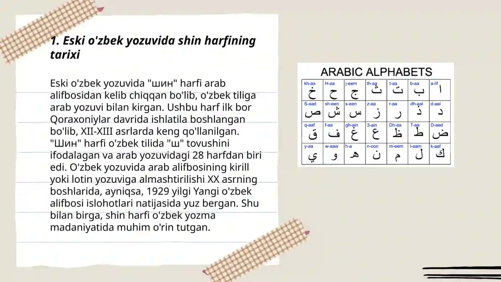 Eski o'zbek yozuvida shin va sin harflari 3