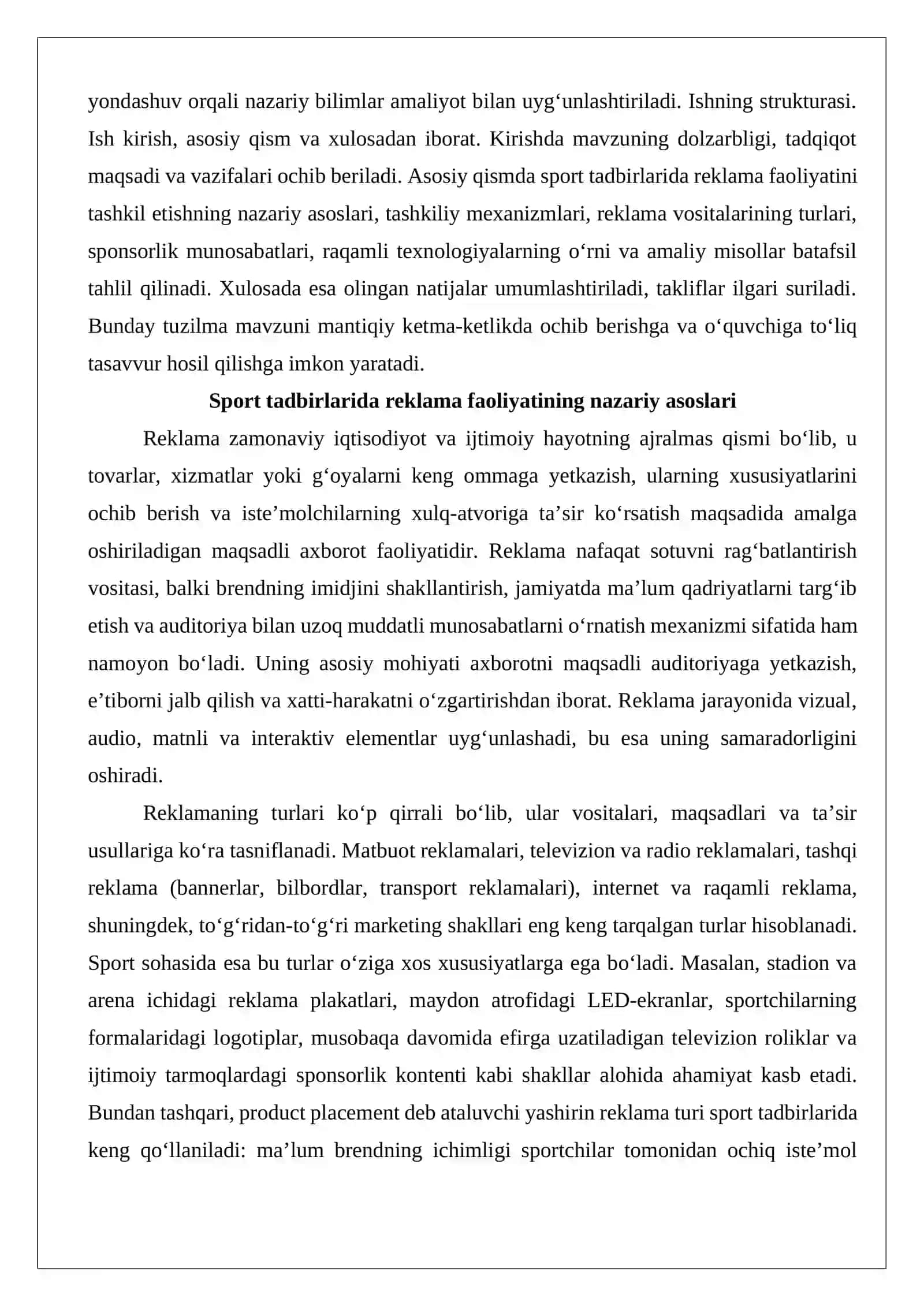 Sport tadbirlarida reklama faoliyatini tashkil etish 3