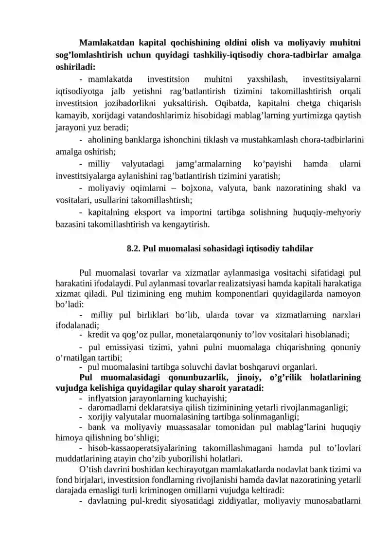 XO’JALIK FAOLIYaTINING PUL-MOLIYa SOHASIDAGI IQTISODIY XAVFSIZLIK 3