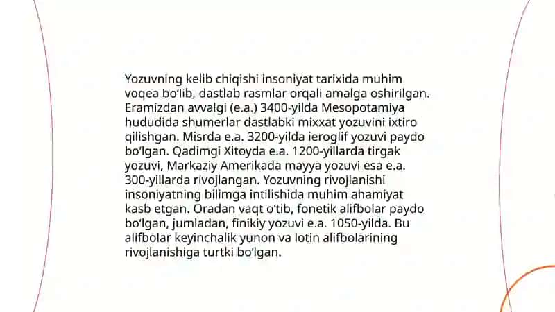 Yozuv va alifboning kelib chiqishi va rivojlanishi 3