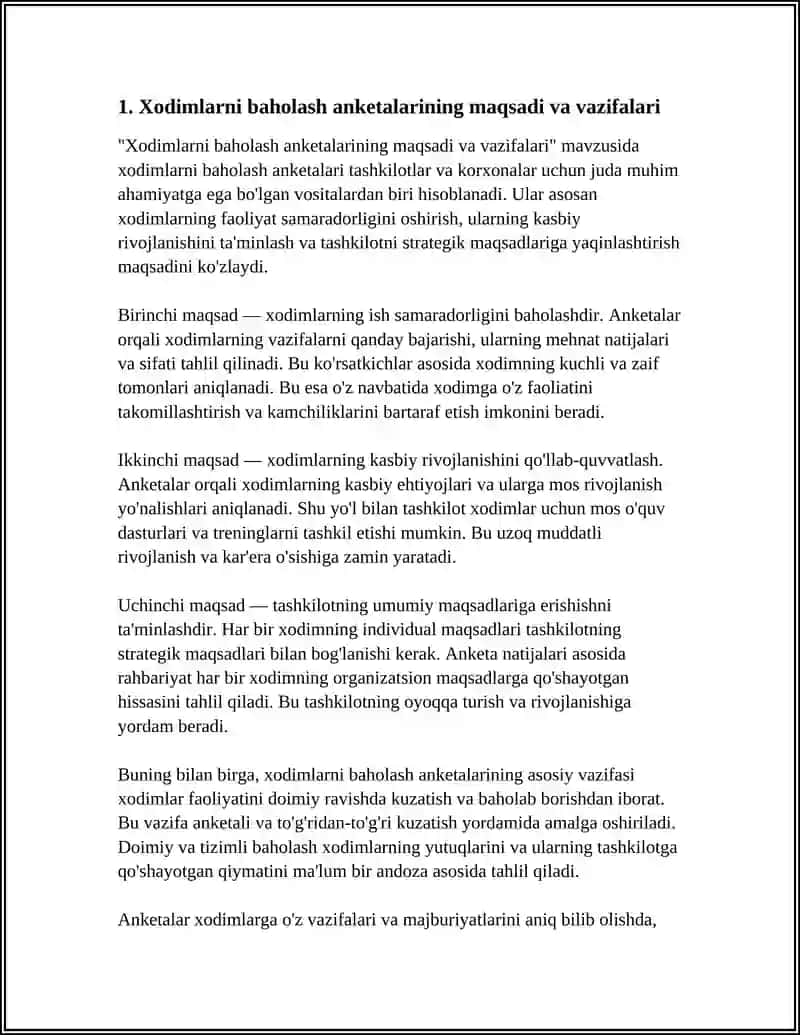 Xodimlarni Baholash Anketalari 3