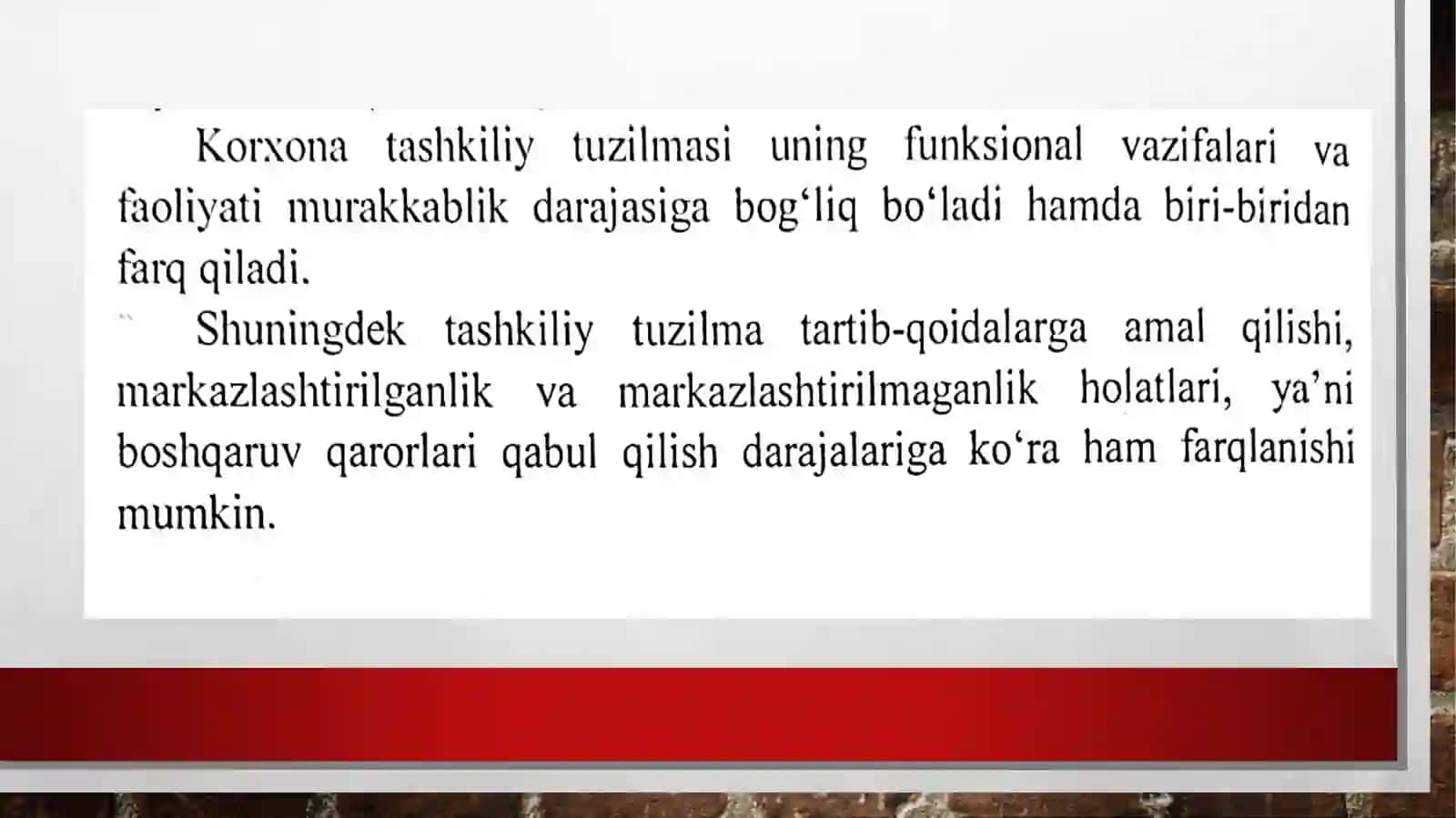 Korxonaning tashkiliy tuzilishi va dizayni 3