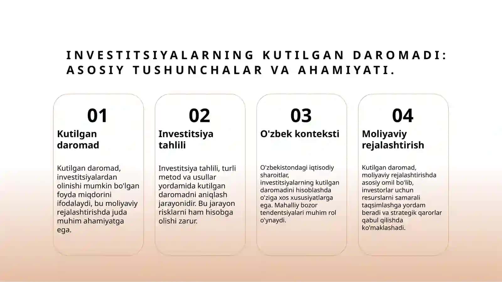 Investitsiyalarning kutilgan daromadi 3