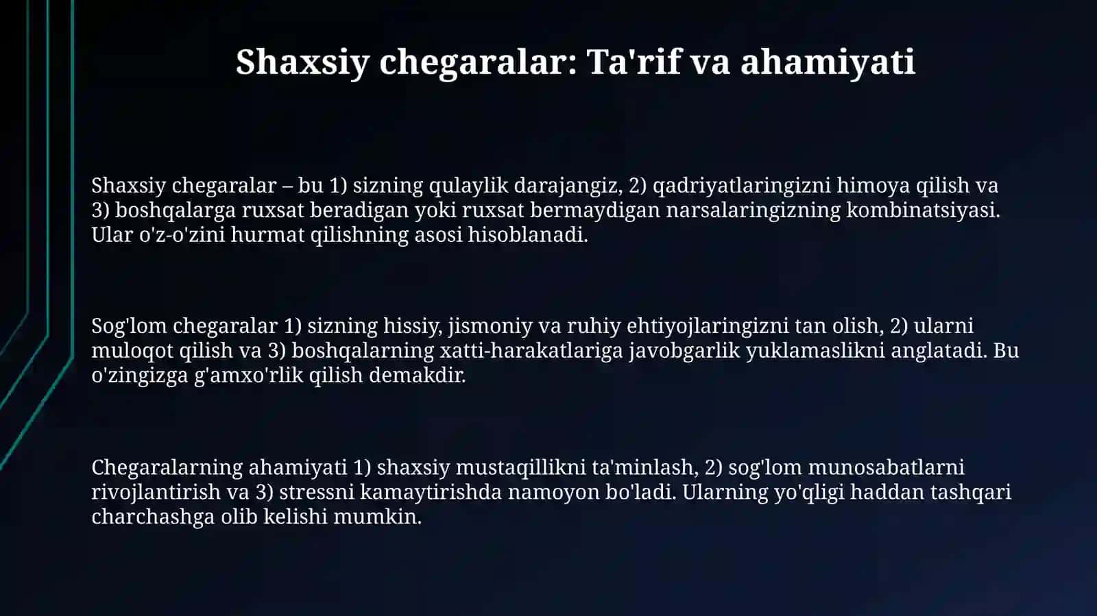 Shaxsiychegaralarnio'rnataolmaslik 3