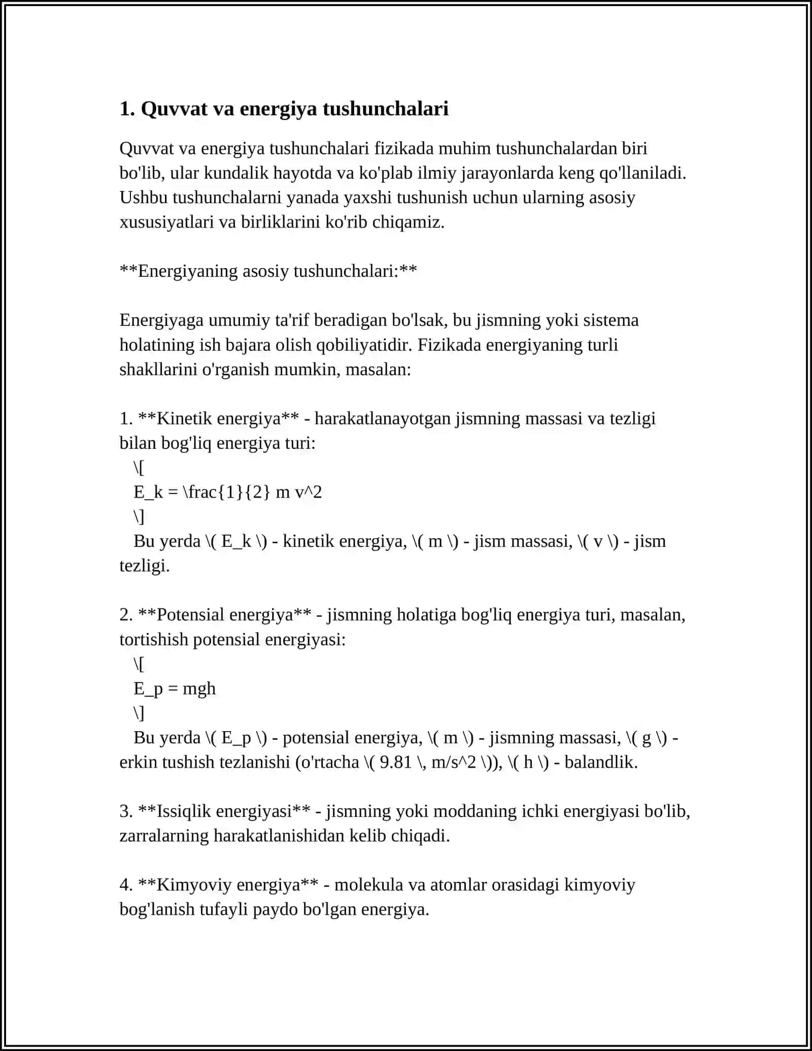 QUVVAT.MEXANIKANING OLTIN QOIDASI 3