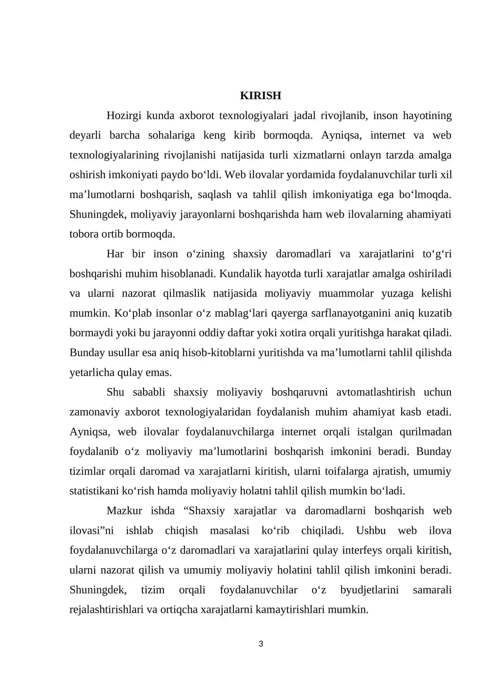 Shaxsiy xarajatlar va daromadlarni boshqarish ilovasi 3