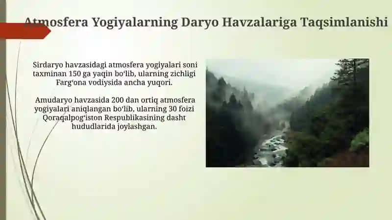 Atmosfera Yogiyalarning Daryo Havzalariga Taqsimlanishi 3