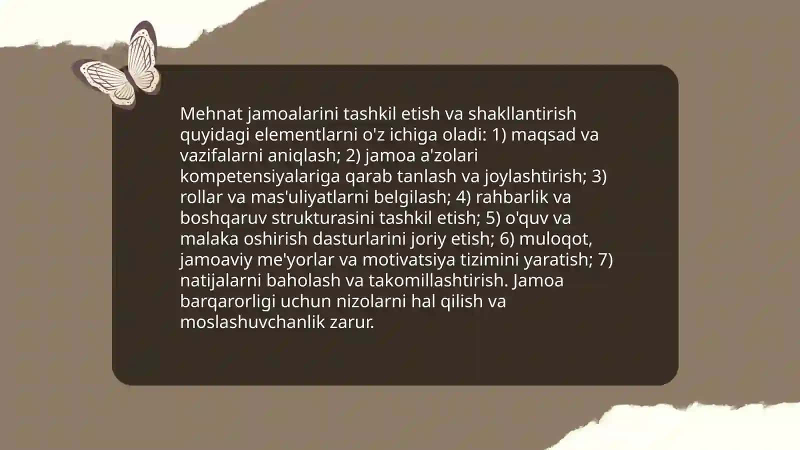 Mehnat jamoalarni rejalashtirish va boshqarish 3