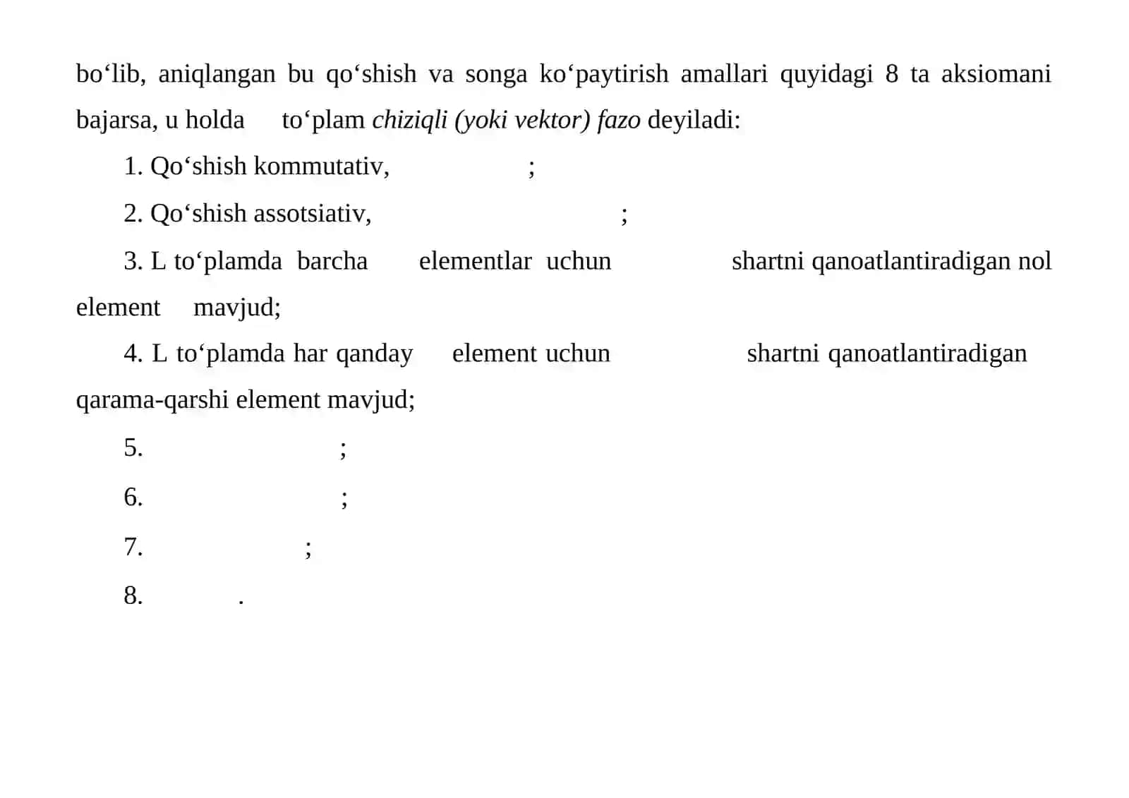 Chiziqli fazo. Yevklid fazosi 3