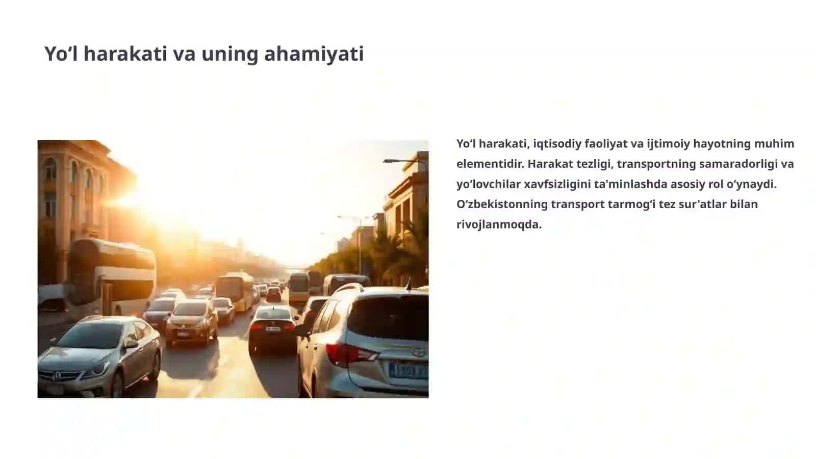 Avtomobil yo‘llarining harakatlanish tezligi 3