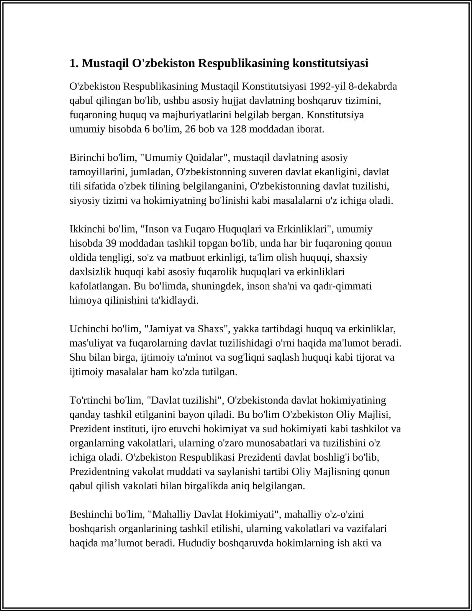 MUSTAQIL O’ZBEKISTON DAVLATI VA HUQUQI 3