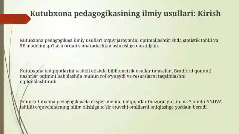 Kutubxona pedagogikasining ilmiy usullari 3