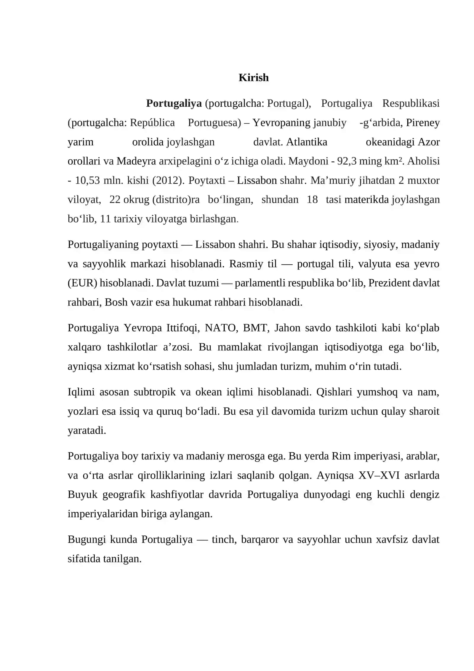 Portugaliyaning turistik salohiyati 3