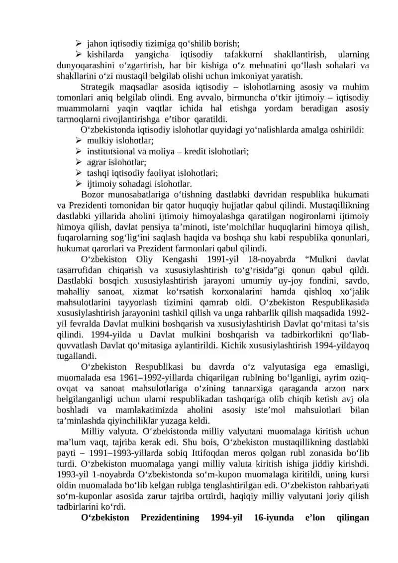 Iqtisodiy islohotlar, xususiy mulkchilikning shakllanishi. 3