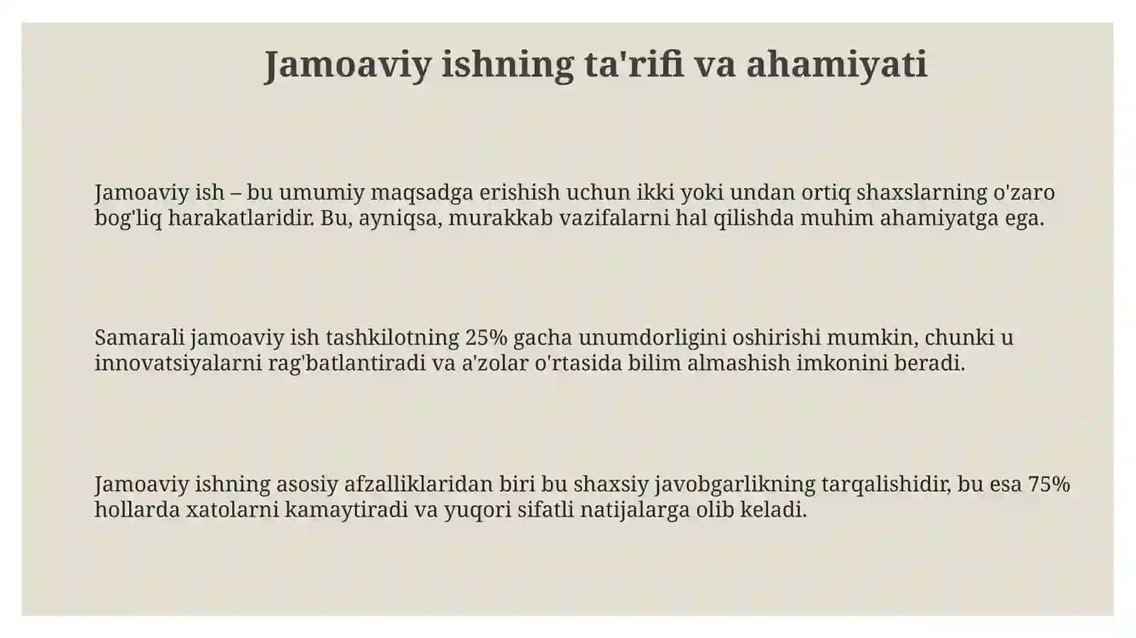 Akademik "soft" ko'nikmalari: Jamoada ishlash (teamworking) 3