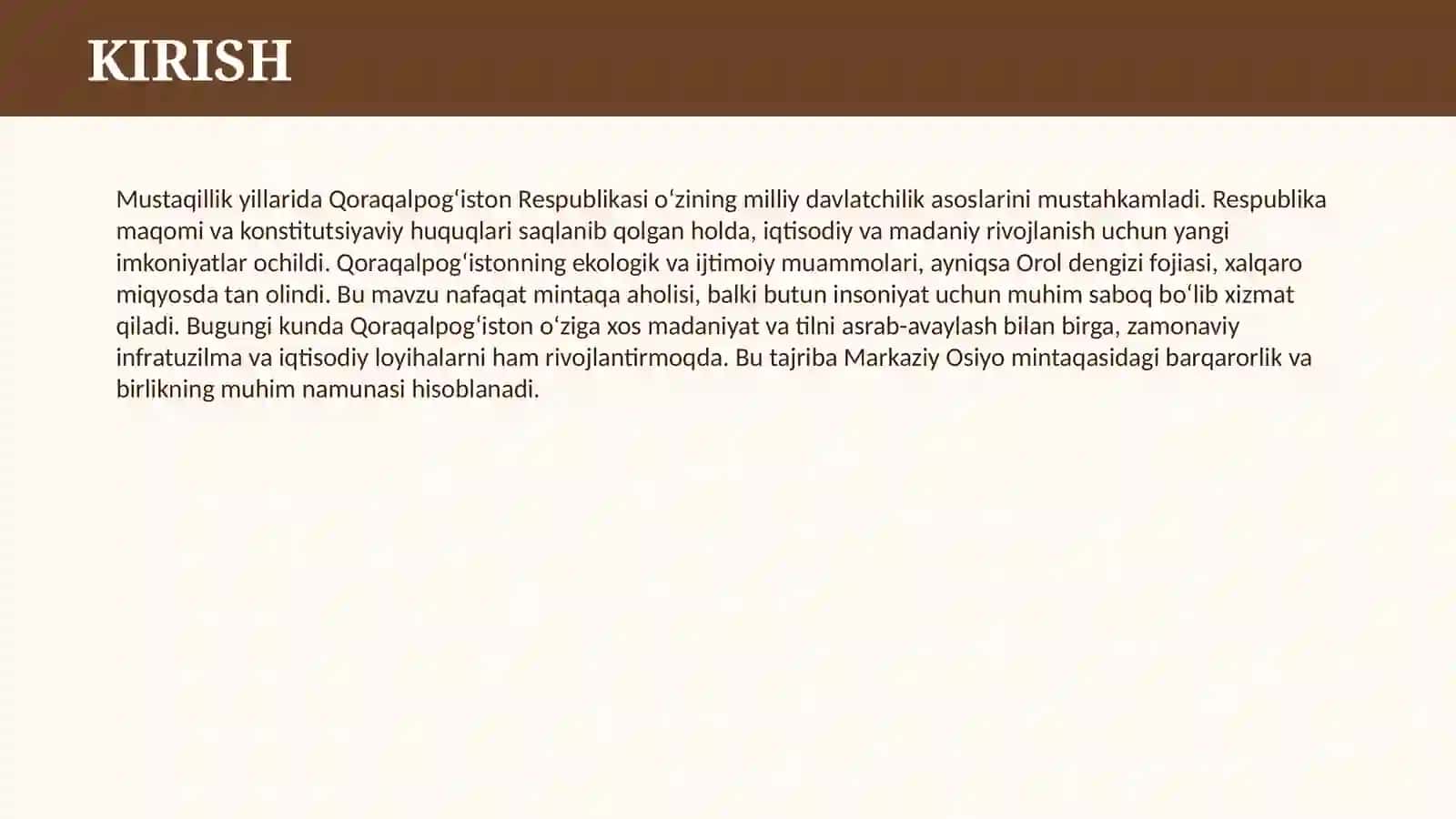 MUSTAQILLIK YILLARIDA QORAQALPOG'ISTON RESPUBLIKASI 3