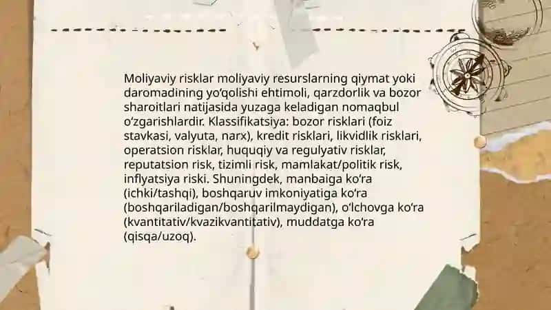 Moliyaviy risklar va ularni boshqarish usullari 3