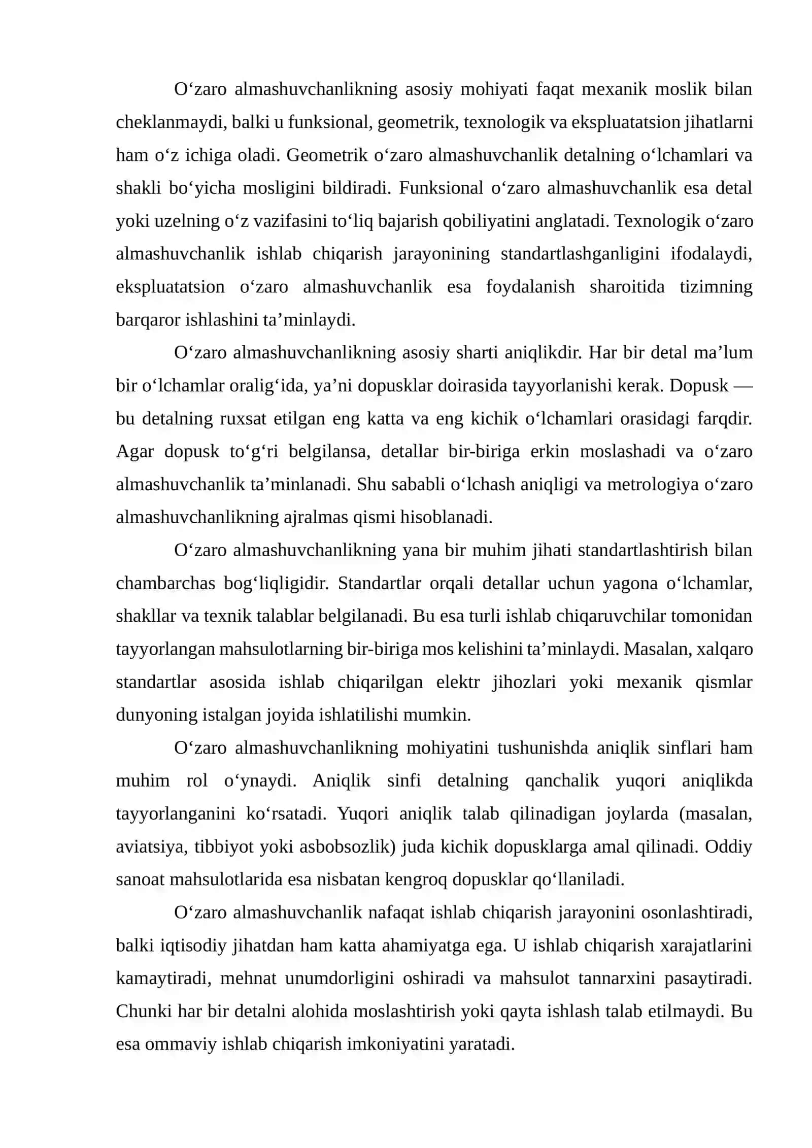 O‘zaro almashuvchanlik asoslari 3