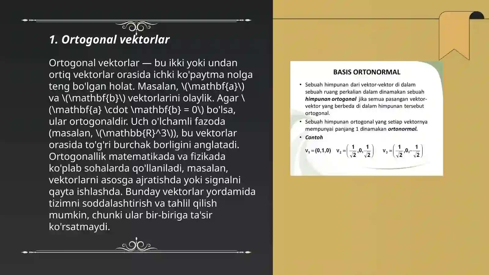 Ortogonal va ortanormal sistemalar 3