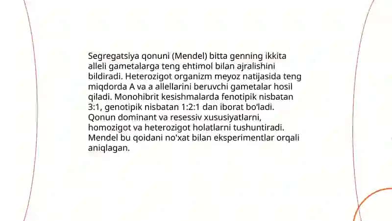 Mendel qonunlari: segregatsiya qonuni 3