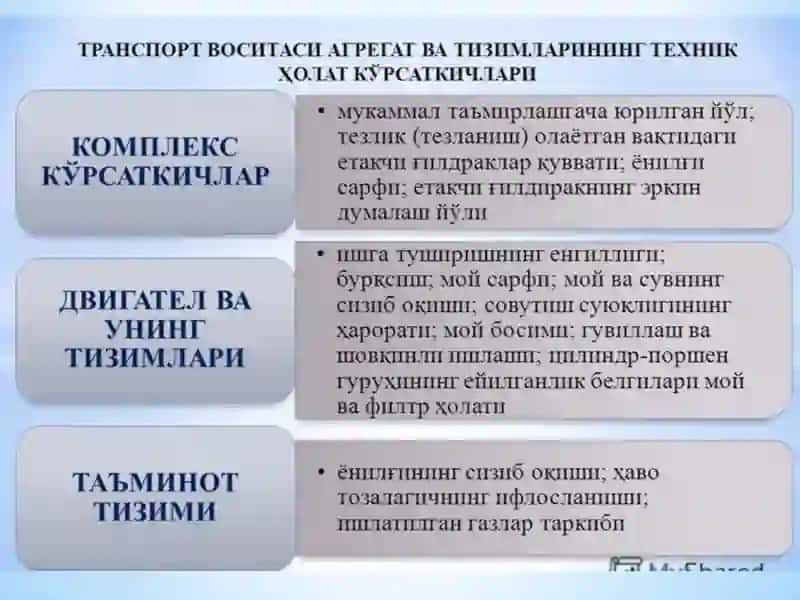Автотранспорт воситаларининг техник ҳолати 3