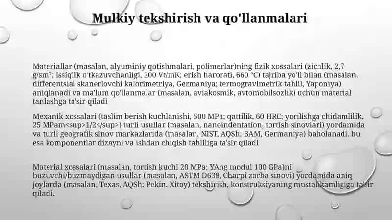 Armatura fizik va mexanik hossalari 3