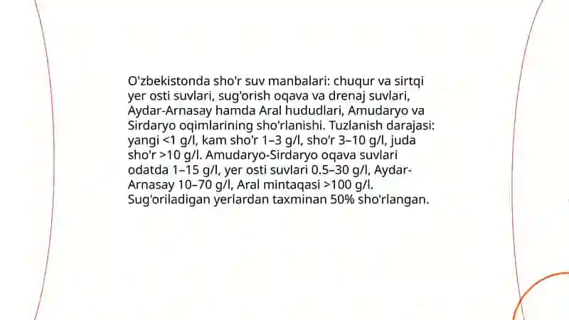Sho'r Suvlarni Chuchuklashtirish G'oyasi 3