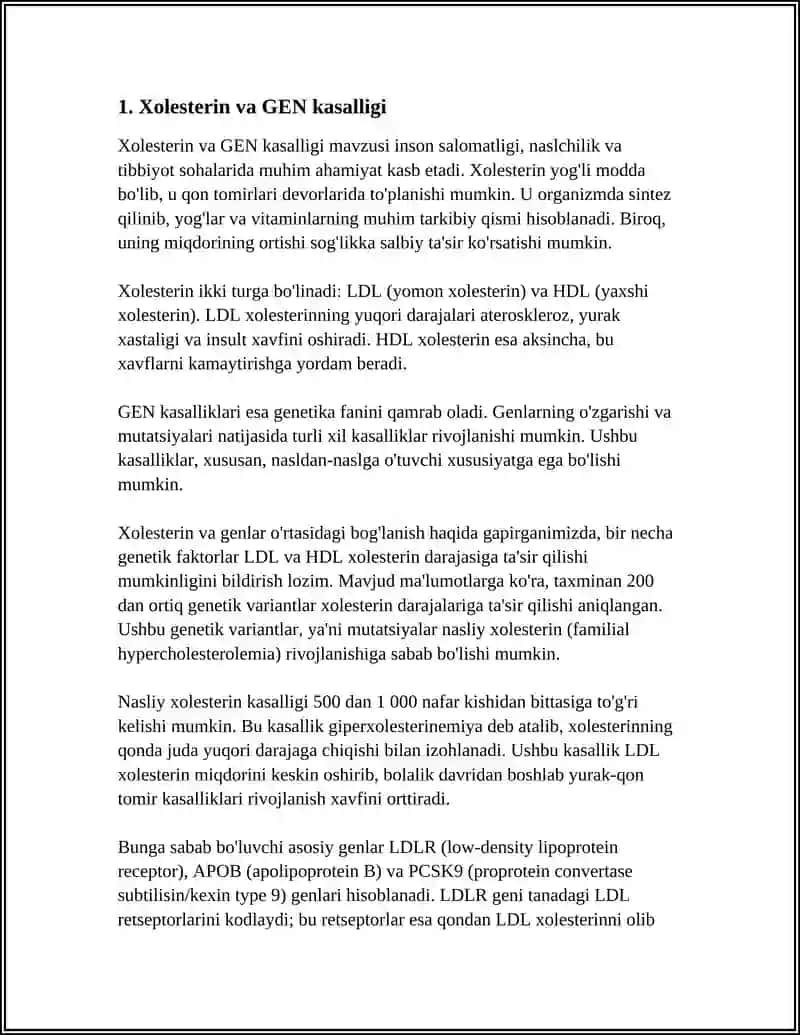 Xolesterin va GEN kasalligi 3