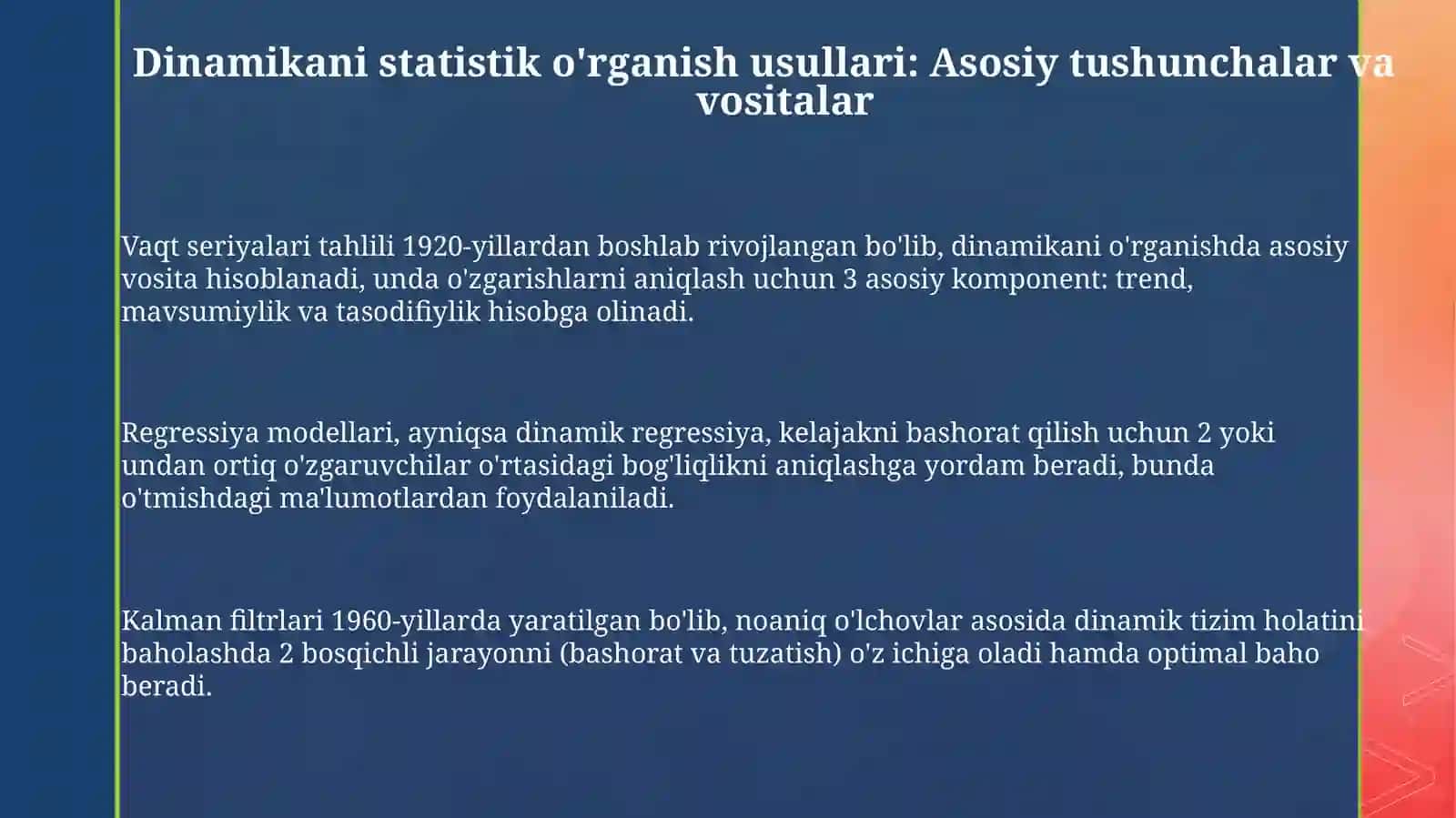 Dinamikani statistik o‘rganish usullari 3