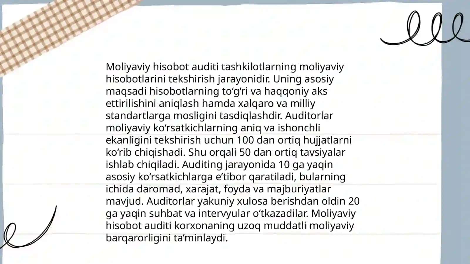 Moliyaviy hisobot auditi seminar 3