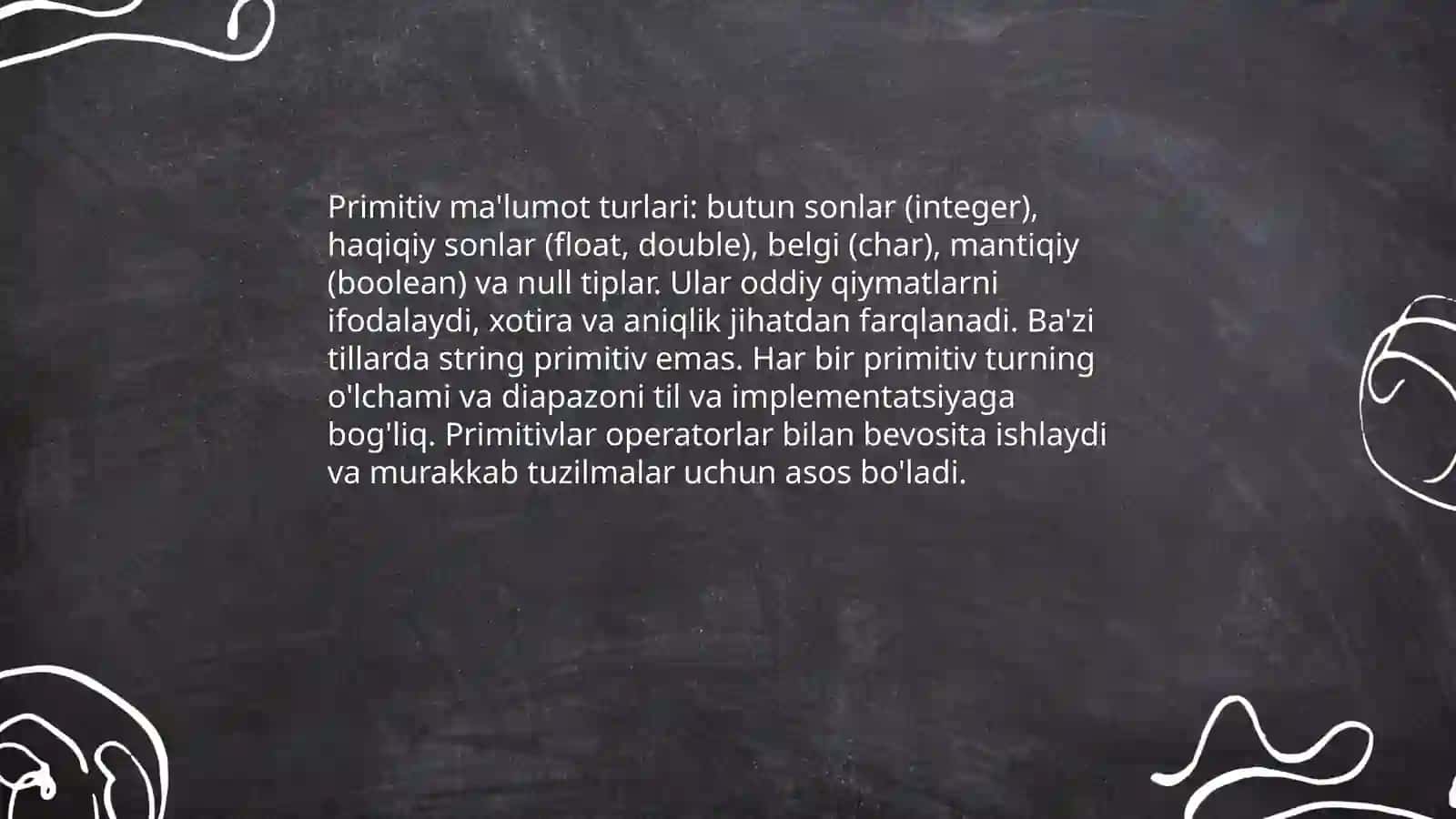 Dasturlash tizimidagi Malumotlar turlari 3