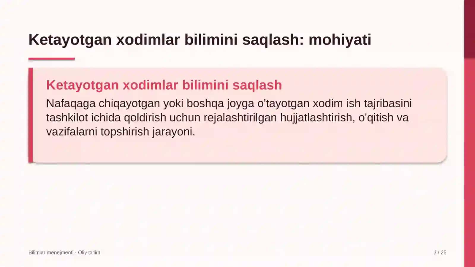 Bilimlar Menejmenti · Oliy Ta'lim 3